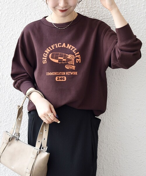 SHIPS any（シップス エニィ）の「【SHIPS any別注】THE KNiTS:〈洗濯機可能〉ロゴ プリント スウェット（スウェット・レディース・ナチュラル/グレー/ブラウン・ONE SIZE）」の12枚目の写真