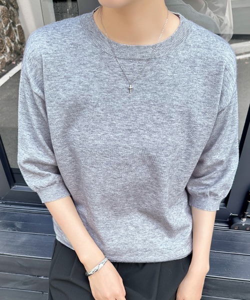 セール】ラウンドネックサマーニットトップス（ニット/セーター