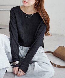 DISCOAT（ディスコート）の「生地シャーリングロングスリーブ（Tシャツ/カットソー・レディース）」