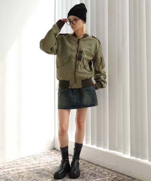 HOUSTON(ヒューストン)の「【HOUSTON/ヒューストン】L-2 FLIGHT JACKET / フライトジャケット(ブルゾン・メンズ・オリーブドラブ/ブラック・40/42/36/38)」の16枚目の写真