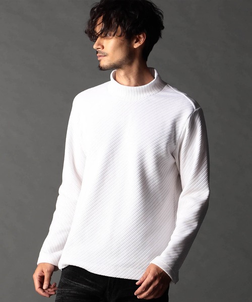 NICOLE CLUB FOR MEN(ニコルクラブフォーメン)の「モールバイヤス モックネックプルオーバー(Tシャツ/カットソー・メンズ・オフホワイト/ブルー系/ブラック/グレー・LARGE/X-LARGE/MEDIUM)」の3枚目の写真