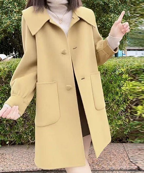 gossip!ロサンゼルス(ゴシップロサンゼルス)の「ステンカラーミディ丈ジャケット(テーラードジャケット・レディース・イエロー/ブラック/オフホワイト・FREE)」の4枚目の写真