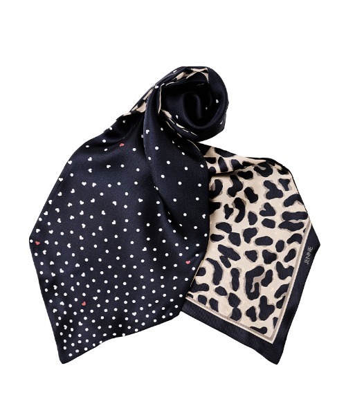 【希少】KAPITAL 百虎柄 スカーフ 黒 日本製ドットレオパード剣先スカーフ（バンダナ/スカーフ）｜JENNE