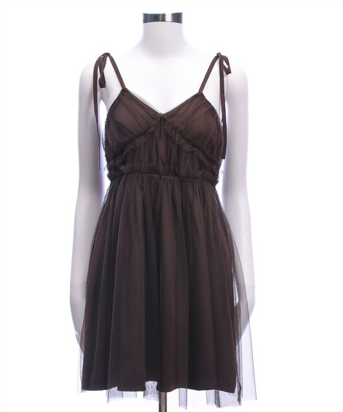 clear（クリア）の「チュールミニワンピース[着回し力抜群 ガーリー]（ワンピース・レディース・ブラウン/ブラック/アイボリー・F）」の16枚目の写真