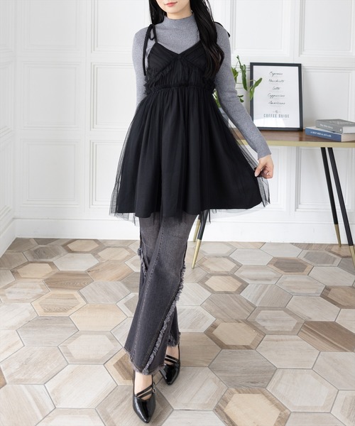 clear（クリア）の「チュールミニワンピース[着回し力抜群 ガーリー]（ワンピース・レディース・ブラウン/ブラック/アイボリー・F）」の18枚目の写真