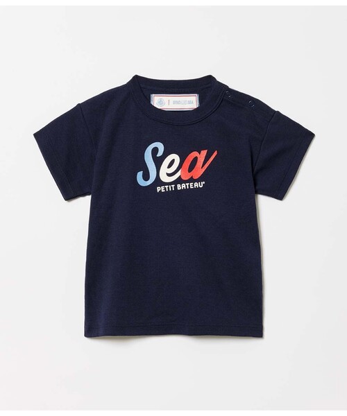 PETIT BATEAU(プチバトー)の「W&Sプリント半袖Tシャツ(Tシャツ/カットソー・キッズ・ネイビー/ホワイト/ピンク・18MONTH/12MONTH/24MONTH/36MONTH)」の2枚目の写真
