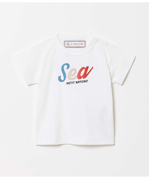 PETIT BATEAU(プチバトー)の「W&Sプリント半袖Tシャツ(Tシャツ/カットソー・キッズ・ネイビー/ホワイト/ピンク・18MONTH/12MONTH/24MONTH/36MONTH)」の1枚目の写真