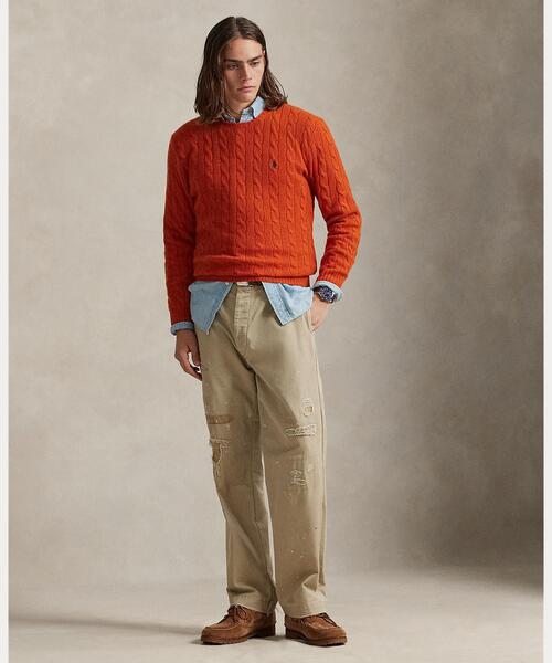 POLO RALPH LAUREN（ポロ ラルフ ローレン）の「ケーブルニット ウールカシミヤ セーター（ニット/セーター・メンズ・オレンジ・S/M/L/XL/XS/XXL）」の3枚目の写真
