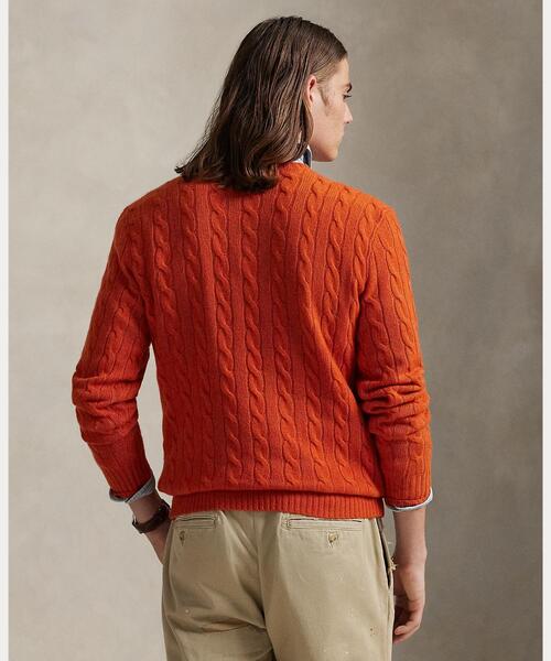 POLO RALPH LAUREN（ポロ ラルフ ローレン）の「ケーブルニット ウールカシミヤ セーター（ニット/セーター・メンズ・オレンジ・S/M/L/XL/XS/XXL）」の4枚目の写真