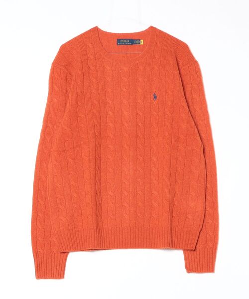 POLO RALPH LAUREN（ポロ ラルフ ローレン）の「ケーブルニット ウールカシミヤ セーター（ニット/セーター・メンズ・オレンジ・S/M/L/XL/XS/XXL）」の7枚目の写真