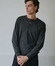 Adoon plain（アドーンプレーン）の「Snap Button Rib Henry Neck Long Sleeve T / スナップボタンアソートリブヘンリーネックロングスリーブT 【NEW COLOR】（Tシャツ/カットソー）」