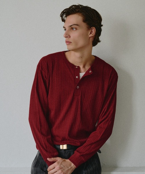 Adoon plain(アドーンプレーン)の「Snap Button Rib Henry Neck Long Sleeve T / スナップボタンアソートリブヘンリーネックロングスリーブT 【NEW COLOR】(Tシャツ/カットソー・メンズ・チャコールグレー/ブラック/ネイビー/ボルドー/ライトベージュ/ブラウン/ライトグリーン/グレー系その他2/バーガンディー/グレー系その他/アイボリー/ダークグレー/ブラック系その他・MEDIUM/LARGE/SMALL)」の13枚目の写真
