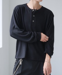Adoon plain(Ah[v[)Snap Button Henry Neck Long Sleeve T / Xibv{^w[lbNOX[uT(TVc/Jbg\[)