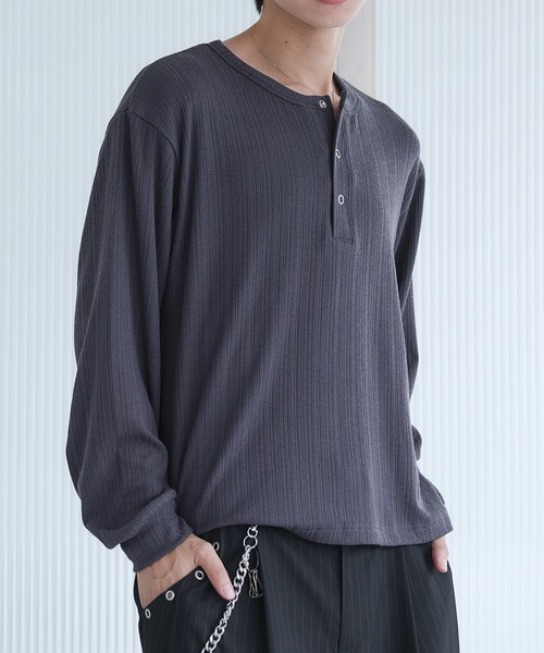 Snap Button Henry Neck Long Sleeve T / スナップボタン