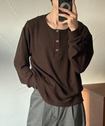 Adoon plain（アドーンプレーン）の「Snap Button Henry Neck Long Sleeve T / スナップボタンヘンリーネックロングスリーブT 【NEW COLOR】（Tシャツ/カットソー）」