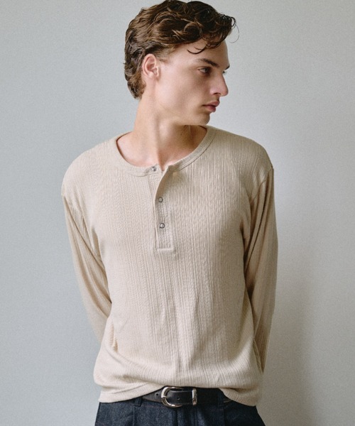 Adoon plain(アドーンプレーン)の「Snap Button Rib Henry Neck Long Sleeve T / スナップボタンアソートリブヘンリーネックロングスリーブT 【NEW COLOR】(Tシャツ/カットソー・メンズ・チャコールグレー/ブラック/ネイビー/ボルドー/ライトベージュ/ブラウン/ライトグリーン/グレー系その他2/バーガンディー/グレー系その他/アイボリー/ダークグレー/ブラック系その他・MEDIUM/LARGE/SMALL)」の15枚目の写真