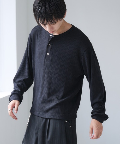 Adoon plain（アドーンプレーン）の「Snap Button Henry Neck Long Sleeve T / スナップボタンヘンリーネックロングスリーブT（Tシャツ/カットソー・メンズ・チャコールグレー/ブラック/ネイビー/ボルドー・MEDIUM/LARGE）」の15枚目の写真