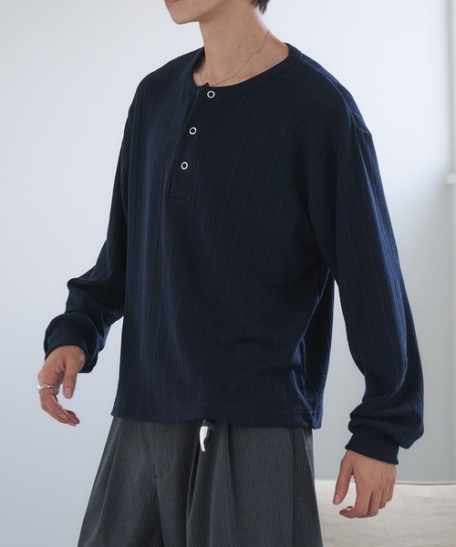 Adoon plain（アドーンプレーン）の「Snap Button Henry Neck Long Sleeve T / スナップボタンヘンリーネックロングスリーブT（Tシャツ/カットソー・メンズ・チャコールグレー/ブラック/ネイビー/ボルドー・MEDIUM/LARGE）」の12枚目の写真