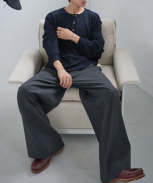 Adoon plain（アドーンプレーン）の「Snap Button Henry Neck Long Sleeve T / スナップボタンヘンリーネックロングスリーブT（Tシャツ/カットソー・メンズ・チャコールグレー/ブラック/ネイビー/ボルドー・MEDIUM/LARGE）」の22枚目の写真