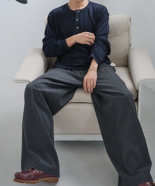 Adoon plain(アドーンプレーン)の「Snap Button Henry Neck Long Sleeve T / スナップボタンヘンリーネックロングスリーブT 【NEW COLOR】(Tシャツ/カットソー・メンズ・チャコールグレー/ブラック/ネイビー/ボルドー/ライトベージュ/ブラウン・MEDIUM/LARGE)」の19枚目の写真