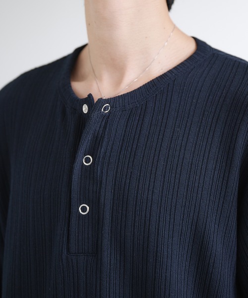 Snap Button Henry Neck Long Sleeve T / スナップボタン