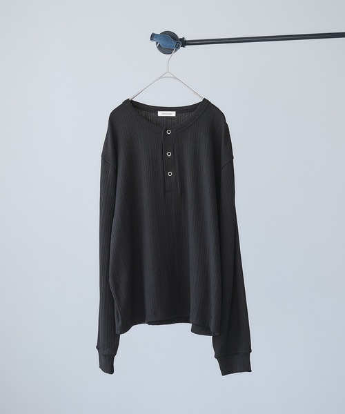 Adoon plain（アドーンプレーン）の「Snap Button Henry Neck Long Sleeve T / スナップボタンヘンリーネックロングスリーブT（Tシャツ/カットソー・メンズ・チャコールグレー/ブラック/ネイビー/ボルドー・MEDIUM/LARGE）」の7枚目の写真