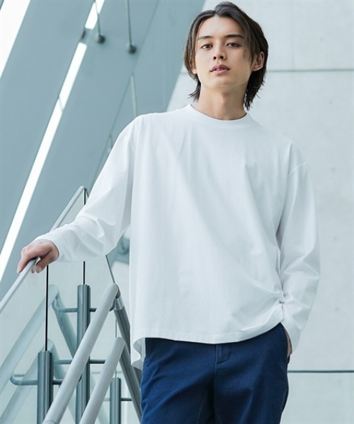 nissen（ニッセン）の「オーバーサイズシルケット長袖Tシャツ　(M～10Lサイズ)（Tシャツ/カットソー・メンズ・オフホワイト/ブラック/グレー・3L/LL/L/M/10L/8L/6L/5L/4L）」の11枚目の写真