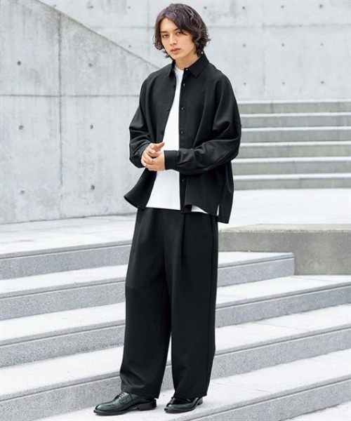 nissen（ニッセン）の「オーバーサイズシルケット長袖Tシャツ　(M～10Lサイズ)（Tシャツ/カットソー・メンズ・オフホワイト/ブラック/グレー・3L/LL/L/M/10L/8L/6L/5L/4L）」の5枚目の写真