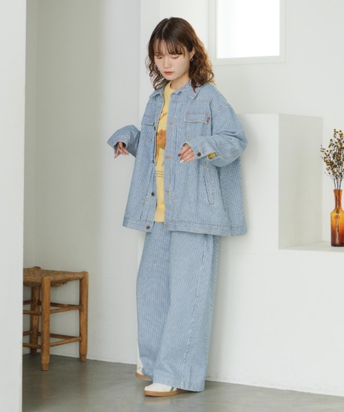 eLur(エラー)の「ワイドデニムパンツ(デニムパンツ・レディース・ブルー/ストライプ・1)」の15枚目の写真