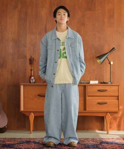 eLur(エラー)の「ワイドデニムパンツ(デニムパンツ・レディース・ブルー/ストライプ・1)」の16枚目の写真