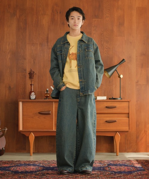 eLur(エラー)の「ワイドデニムパンツ(デニムパンツ・レディース・ブルー/ストライプ・1)」の4枚目の写真