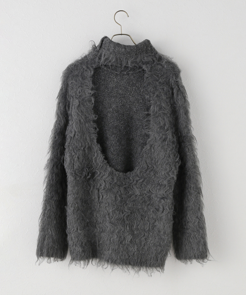 セール】determ/デターム Open Back Shaggy Turtleneck Knit（ニット