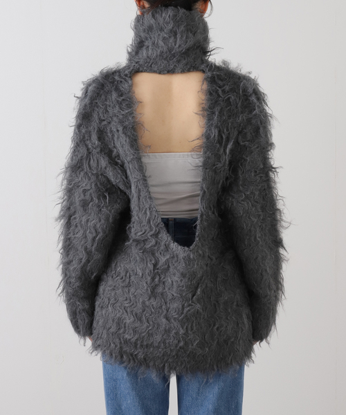 セール】determ/デターム Open Back Shaggy Turtleneck Knit（ニット