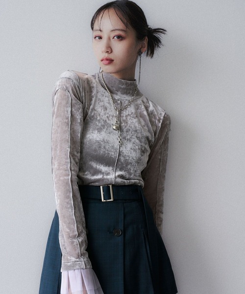 HARE ハレ シアーベロアハイネックトップス ボルドー HARE｜シアーベロアハイネックトップス | Rakuten Fashion(楽天