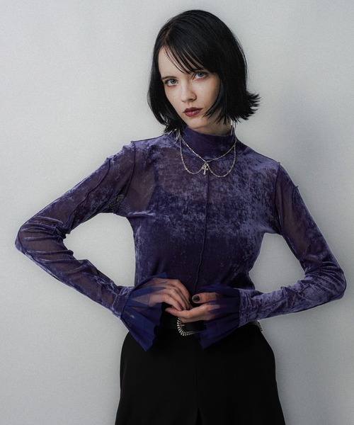 セール】シアーベロアハイネックトップス(HARE)（Tシャツ/カットソー