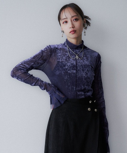 セール】シアーベロアハイネックトップス(HARE)（Tシャツ/カットソー