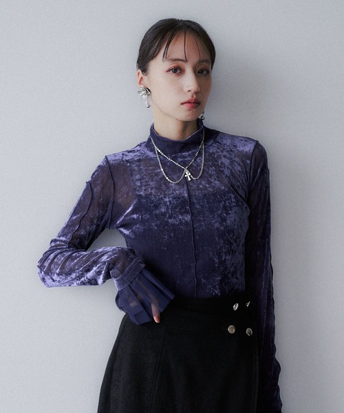 HARE（ハレ）の「シアーベロアハイネックトップス(HARE)（Tシャツ