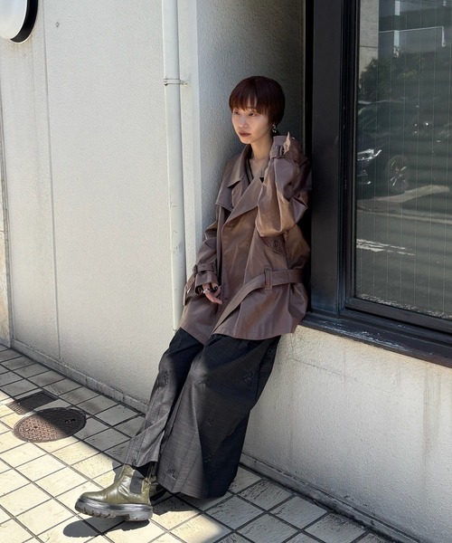 Ameri ★ CHECK FLOWER PLEATS PANTS【 SH 】 CHECK FLOWER PLEATS PANTS