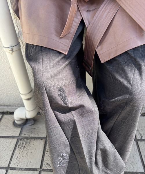 Ameri ★ CHECK FLOWER PLEATS PANTS【 SH 】 CHECK FLOWER PLEATS PANTS