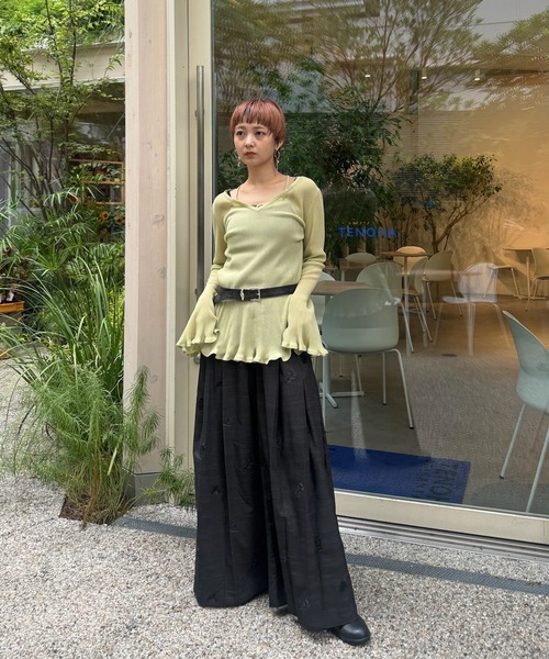 Ameri ★ CHECK FLOWER PLEATS PANTS【 SH 】 CHECK FLOWER PLEATS PANTS