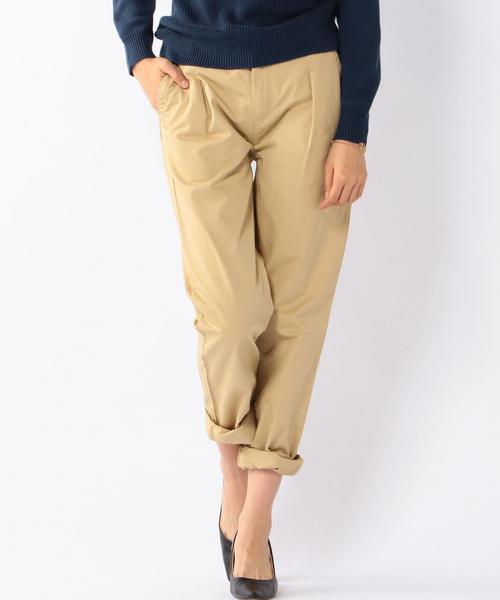 coen（コーエン）の「チノタックパンツ（チノパンツ・レディース・ネイビー/オリーブ/ベージュ/ストライプ・LARGE/SMALL/MEDIUM）」の2枚目の写真