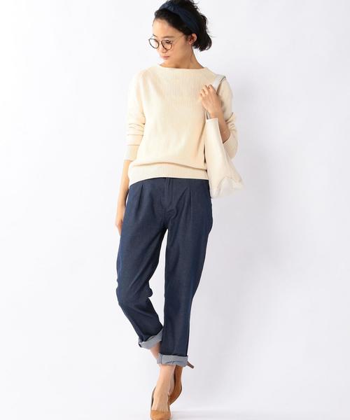 coen（コーエン）の「チノタックパンツ（チノパンツ・レディース・ネイビー/オリーブ/ベージュ/ストライプ・LARGE/SMALL/MEDIUM）」の6枚目の写真