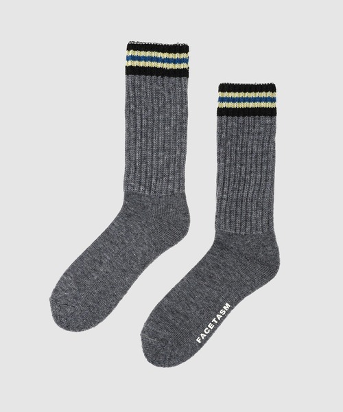 FACETASM（ファセッタズム）の「RIB SOCKS（ソックス/靴下・メンズ・ホワイト/グレー・00）」の2枚目の写真