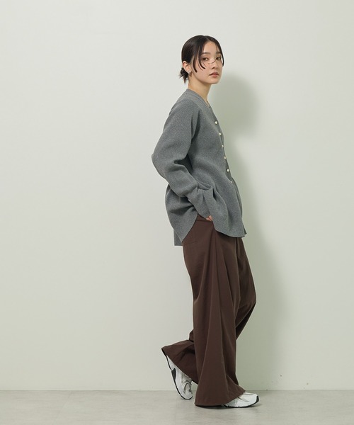 Green　Parks（グリーンパークス）の「金釦ペプラムニットカーディガン（カーディガン/ボレロ・レディース・レッド/ホワイト系その他2/杢グレー/ブラック・FREE）」の18枚目の写真