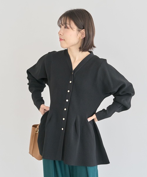 Green　Parks（グリーンパークス）の「金釦ペプラムニットカーディガン（カーディガン/ボレロ・レディース・レッド/ホワイト系その他2/杢グレー/ブラック・FREE）」の15枚目の写真