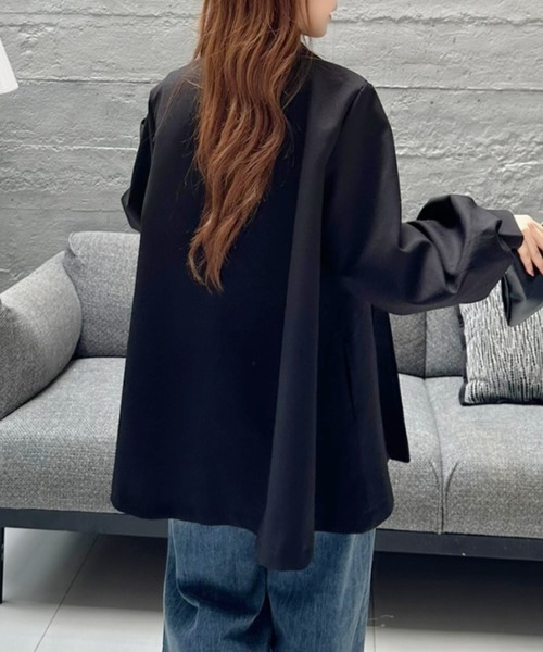 Ada.（エイダ）の「ウエストベルト付き ボリュームスリーブ ノーカラーコート（ノーカラーコート・レディース・ブラック/アイボリー/ベージュ・FREE）」の18枚目の写真