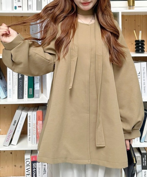 Ada.（エイダ）の「ウエストベルト付き ボリュームスリーブ ノーカラーコート（ノーカラーコート・レディース・ブラック/アイボリー/ベージュ・FREE）」の22枚目の写真
