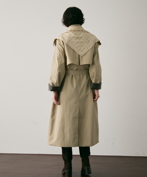 Trish（トリッシュ）の「アイレットトライアングルマフラー（ストール/ショール・レディース・アイボリー/ブラウン・FREE）」の21枚目の写真