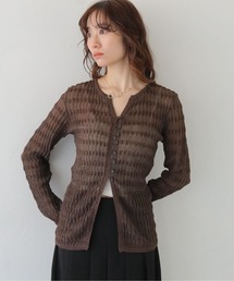 CLEIO（クレイオ）の「【CLEIO】シャーリングライクリブカーディガン SHIRRING LYCRA RIB CARDIGAN/986-14611（カーディガン/ボレロ）」