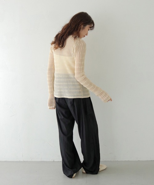 CLEIO（クレイオ）の「【CLEIO】シャーリングライクリブカーディガン SHIRRING LYCRA RIB CARDIGAN/986-14611（カーディガン/ボレロ・レディース・アイボリー/ネイビー/ブラウン・FREE）」の19枚目の写真